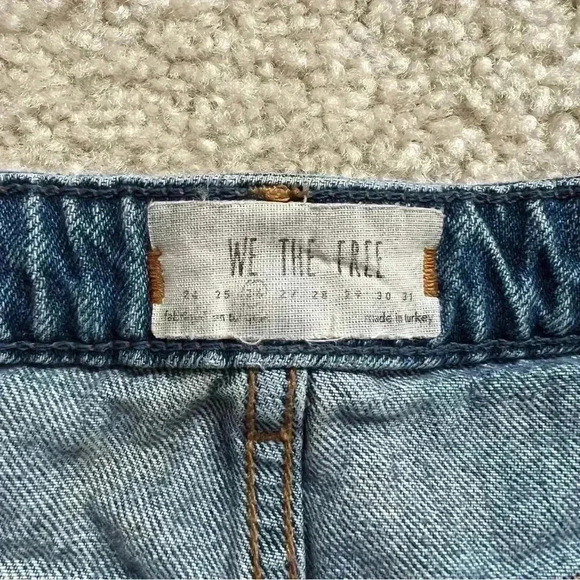 Free People We The Free Button Fly Distressed Denim Jean Mini Skirt Women Sz 26 - Picture 7 of 14